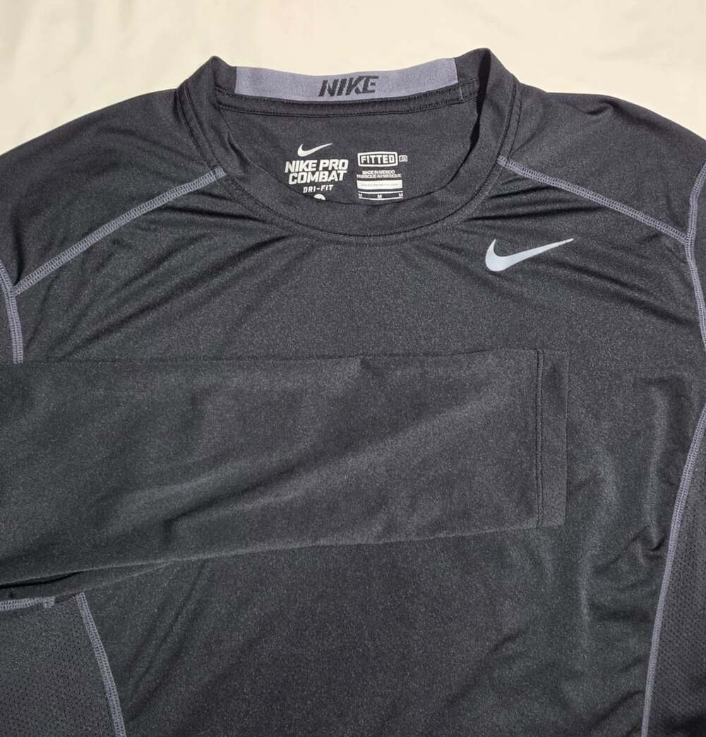 Nike Pro Combat Dri-Fit Fitted Long Sleeve Athletic Shirt Black Size M